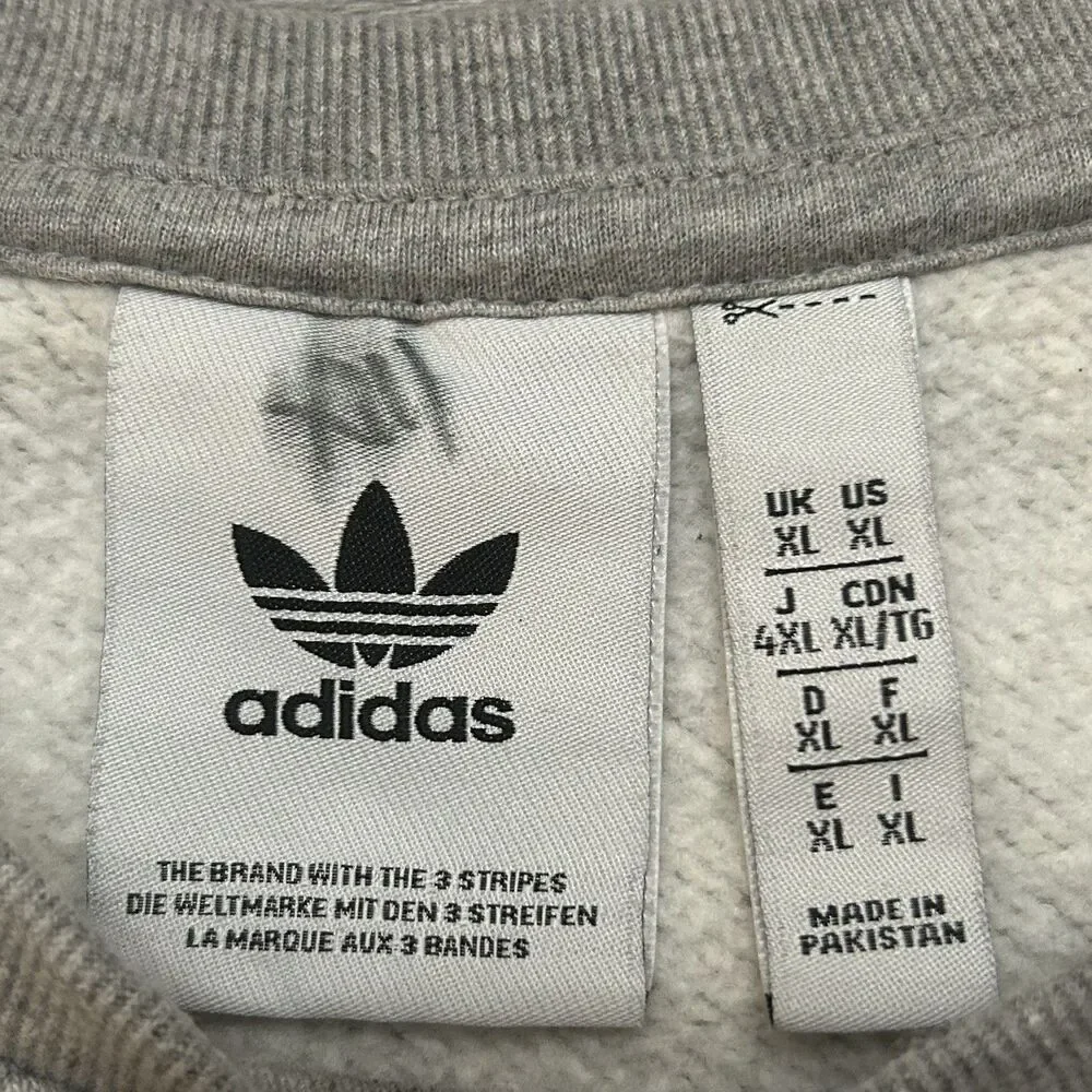 Adidas Originals Trefoil Essentials Crew Sweater XL Gray Heather Fleece IM4537